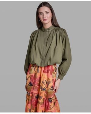 BCBGMAXAZRIA Long-sleeve Mock Neck Cropped Jacket - Green