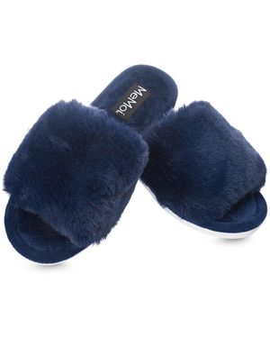 Memoi Bette Plush Slipper - Blue