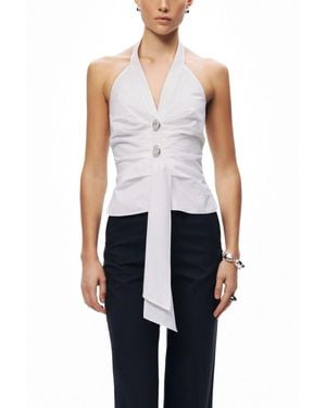 Nocturne Halter Neck Tie Detail Blouse - White