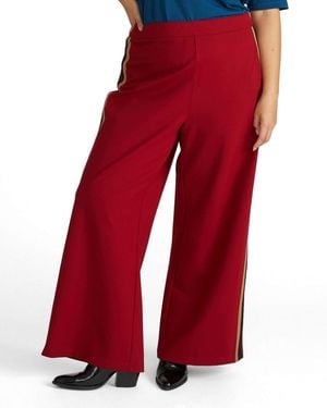 UNIVERSAL STANDARD Plus Size Wide Leg Stripe Ponte Pants 30 Inch - Red