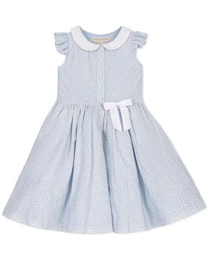 Hope & Henry Hope And Henry Little And Big Girls' Ruffle Sleeve Linen Dress - Blue