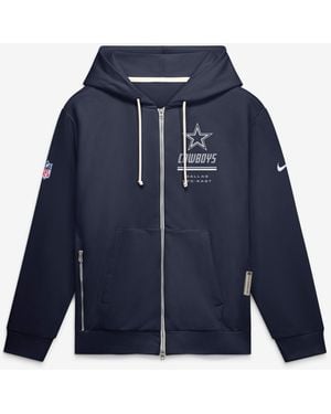 Nike Dallas Cowboys Sideline Standard Issue Quarterback Scramble Dri-fit Full-zip Hoodie - Blue