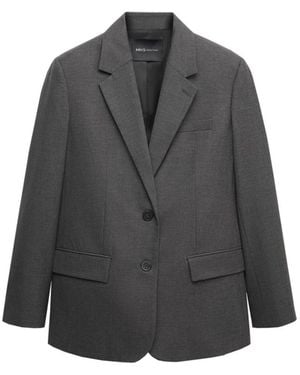 Mango Selection Wool-blend Stretch Boyfriend Blazer - Gray