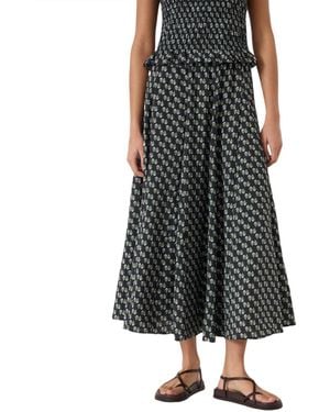 Hush Mavi Godet A-line Crinkle Midi Skirt - Black