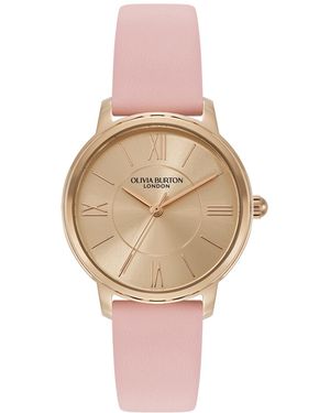Olivia Burton Westbourne Mellow Rose Leather Strap Watch - Pink