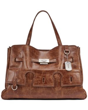 DKNY Bryar Faux Leather Structured Laptop-compatible Satchel - Brown