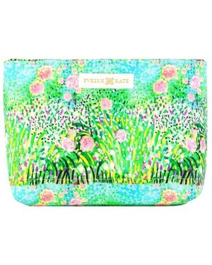 Evelyn & Kate Floral Quilted Pouch - Green