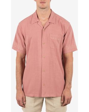 Hurley Laguna Camp Embroidered Short Sleeve Shirt - Pink