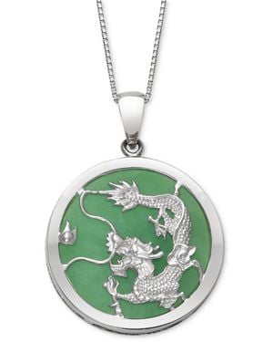 Macy's Dyed Green Dragon Disc 18" Pendant Necklace