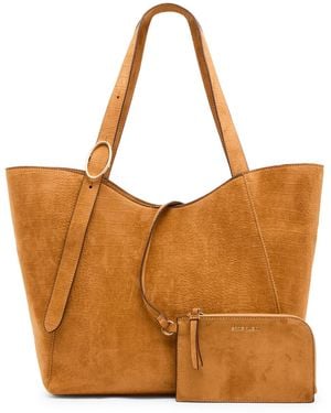 Anne Klein Faux Suede Croc Emboss Extra-large Tote Handbag - Brown