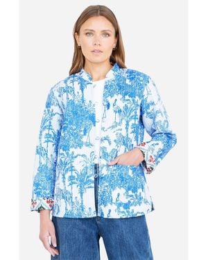 Yumi' Palm Reversible Cotton Quilted Jacket - Blue