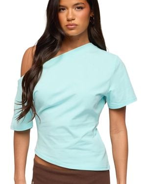 Edikted Mariee Asymmetric One Shoulder Top - Blue