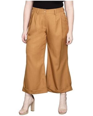 Standards & Practices Plus Size Pleated Front Cropped Wide Leg Pants - Natural