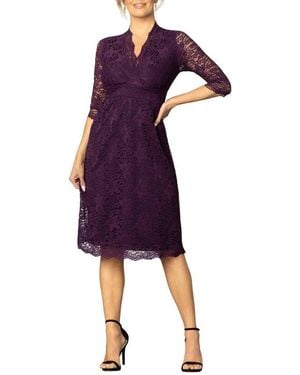 Kiyonna Scalloped Boudoir Lace Cocktail Dress - Purple