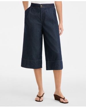 INC International Concepts Cropped Denim Wide-leg Pants - Blue