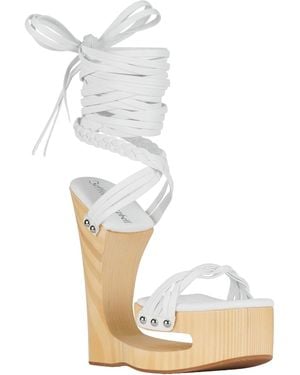 Jeffrey Campbell Sculpted Leg-wrap Platform Sandals - White