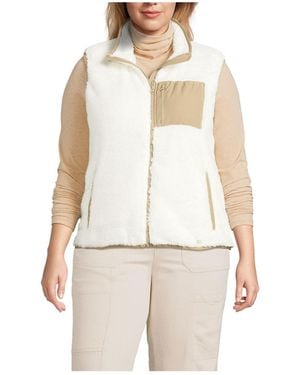 Lands' End Plus Size Cozy High Pile Fleece Vest - White