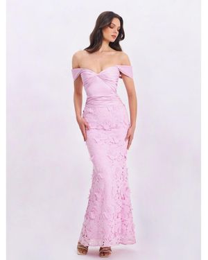 Miss Circle Dahlia Floral Lace Mermaid Gown - Pink