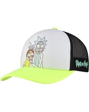 Lids And White/neon Green Rick And Morty Graphic Foam Trucker Adjustable Hat