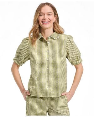 Lands' End Seersucker Peter Pan Collar Shirt - Green
