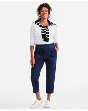 Style & Co. High-rise Straight-leg Pull-on Utility Jeans - Blue