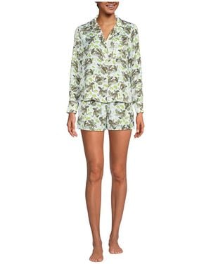 Lands' End Matte Satin 2 Piece Pajama Set - Green