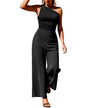 CUPSHE One-shoulder Wide Leg Jumpsuit - Black