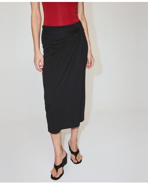 Mango Fitted Ruched Skirt - Black