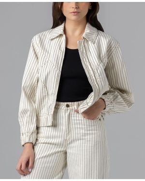 Blank NYC Rail Road Stripe Collared Bomber Jacket - Gray