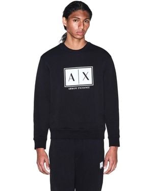 ARMANI EXCHANGE | Box Logo Crewneck Swetshirt - Blue