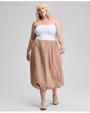 And Now This Plus Size Cotton Strapless Bubble Dress - Natural