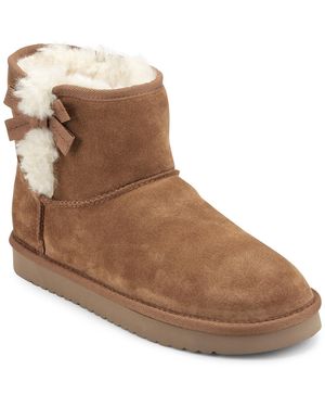 Earth Worldly Round Toe Casual Ankle Booties - Brown