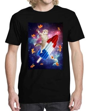 Buzz Shirts Rocket Cat Graphic T-shirt - Black
