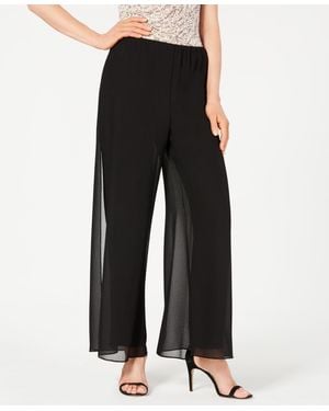 Alex Evenings Petite Straight-leg Overlay Pants - Black