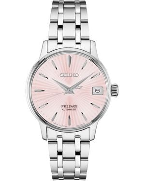 Seiko Automatic Presage Stainless Steel Bracelet Watch 33.8mm - Pink