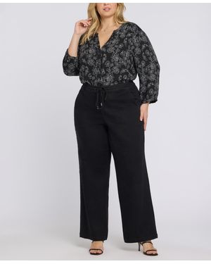 NYDJ Plus Size Relaxed Drawstring Pull-on Denim Pants - Black