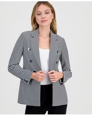 Anne Klein Faux Double-breasted Notch-collar Blazer - Blue
