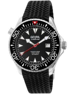 Gevril Swiss Automatic Hudson Yards Black Rubber Strap Watch