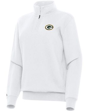 Antigua Green Bay Packers Victory Quarter-zip Top - White