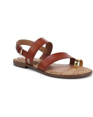 Sam & Libby Perris Toe Loop Strappy Flat Sandals - Brown