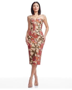 Dress the Population Blakely Sweetheart-neck Sequin Bodycon Midi Dress - Red