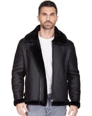 Braveman Faux Shearling Bomber Jacket - Black