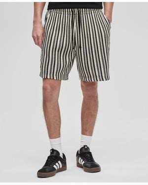 Mode Of One Relaxed-fit Vertical-stripe Shorts - Black
