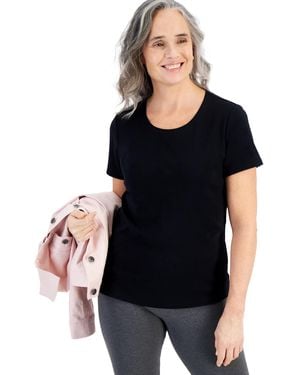 Style & Co. Plus Size Short-sleeve Scoop-neck Top - Black