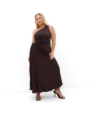 City Chic Plus Size Aliza One Shoulder Pleat Maxi Dress - Purple