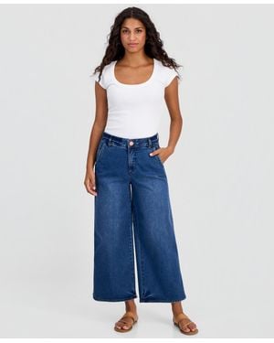 Democracy Petite Absolution Skyrise Crop Wide-leg Jeans - Blue
