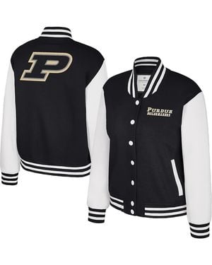 Colosseum Athletics Purdue Boilermakers French Baguette Full Snap Fleece Jacket - Black