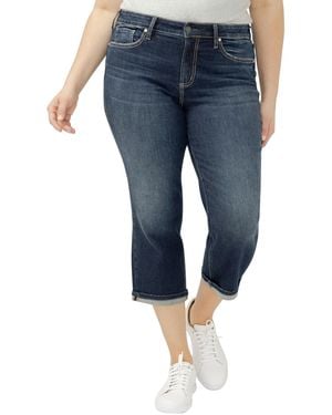 Silver Jeans Co. Plus Size Suki Mid Rise Curvy Fit Capri Jeans - Blue