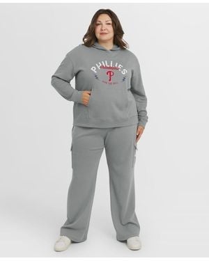 WEAR by Erin Andrews 2-piece Philadelphia Phillies Plus Size Waffle-knit Long-sleeve Hoodie & Lounge Pant Set - Gray