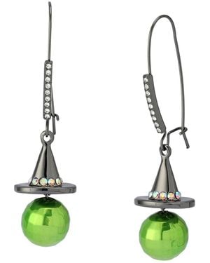 Betsey Johnson Faux Stone Witch Hat Disco Ball Dangle Earrings - Green